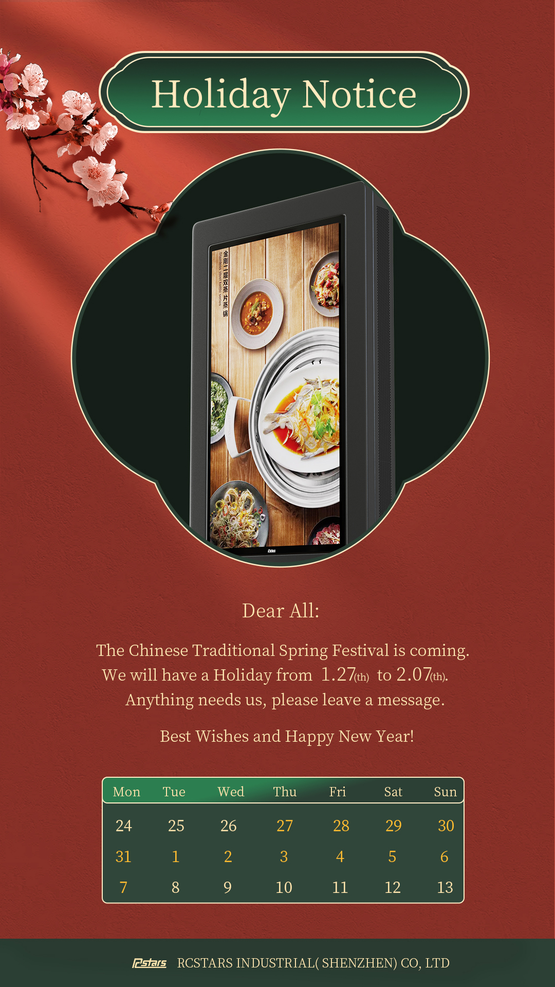 chinese new year' holiday arrangements
